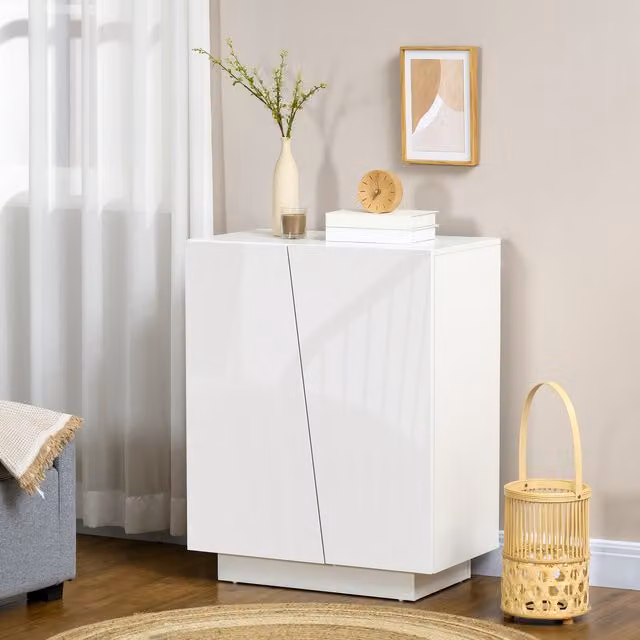 HOMCOM Modern High Gloss Storage Cabinet in White