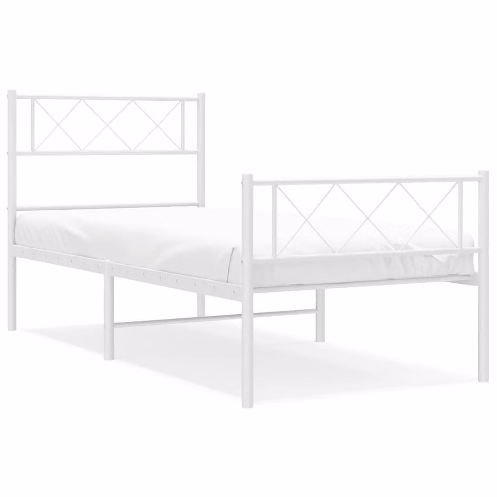 Berkfield Home Metal Bed Frame with Headboard and Footboard in White, W/D/H: 100 x 200 cm – 2