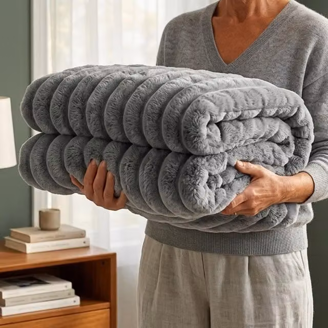 Casabella Grey Polyester Fleece Blanket