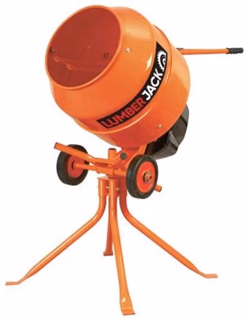 Lumberjack Electric Cement Mixer with 550W Motor, 135 Litre Capacity, Orange, W: 100 cm, D: 40 cm, H: 100 cm