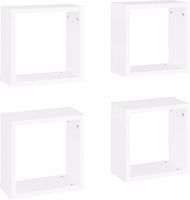 Berkfield Home Wall Mounted Cube Shelves, 4 Piece, White, W/D/H: 30 x 15 x 30 cm