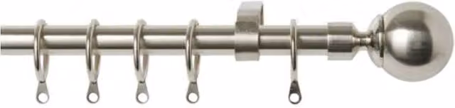 Terrys Extendable Curtain Pole with 16-19mm Ball Pole in Satin Silver