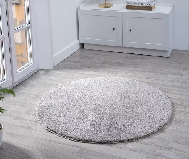 Desire Rugs Plain Modern Square Washable Low Pile Area Rug, Grey, W: 100 cm x D: 100 cm