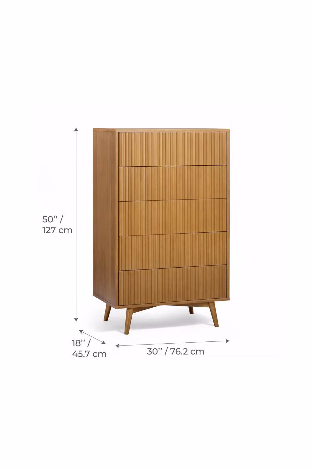 Teamson Home Tremolo 5 Drawer Bedroom Chest of Drawers in Sand and Brown – 3