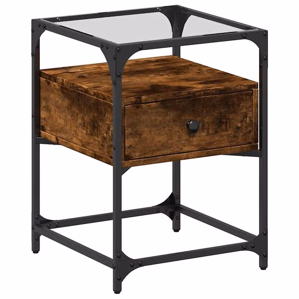 Berkfield Home Set of 2 Bedside Cabinets in Smoked Oak Brown, W/D/H: 40 x 40 x 55 cm – 5