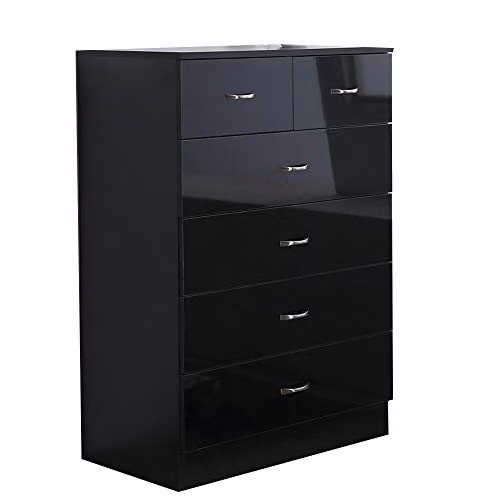 FWStyle Chilton 6 Drawer Chest of Drawers Black Gloss W/D/H: 100 x 70 x 40 cm – 2