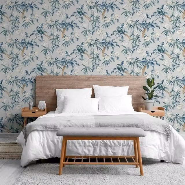 Arthouse Floral Birds Botanical Wallpaper in Grey – 1