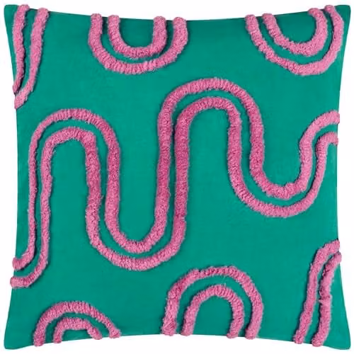 Heya Home Archie Abstract Tufted Square Cushion in Turquoise and Purple, W/D/H: 45 x 45 x 45 cm – 1