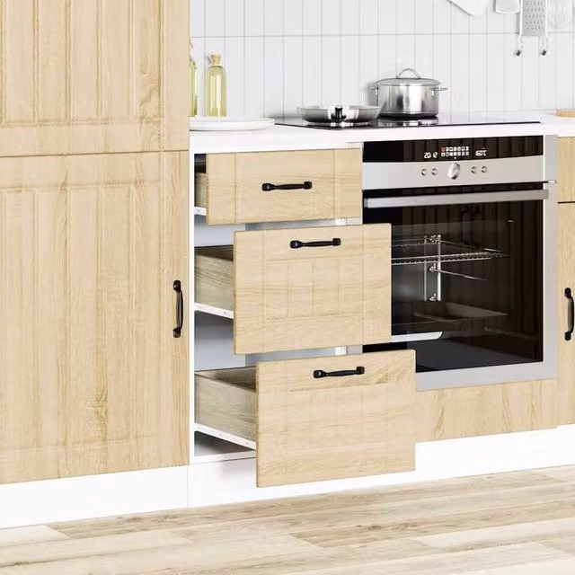 Berkfield Home Lucca Kitchen Base Cabinet in Sonoma Oak, Light Tan/Beige, W/D/H: 81.5 x 40 x 46 cm – 1