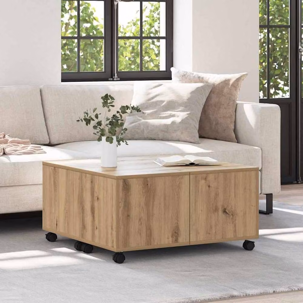 Berkfield Home Artisan Oak Coffee Table in Brown, W/D/H: 75 x 75 x 38 cm – 2