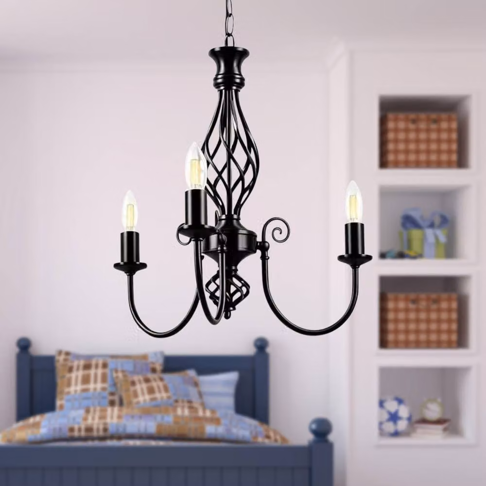 First Choice Lighting Barley Twist Black 3 Light Suspended LED Pendant Light – 3
