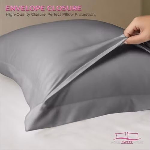 Snug City Grey Cotton 200 Thread Count Pillowcase Pair with Envelope Closure, W: 48 cm x L: 74 cm – 3