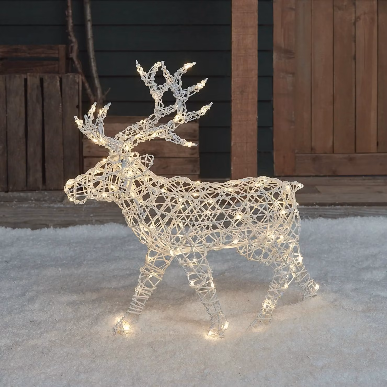 Arkendale 70cm White Dual LED Battery Operated Outdoor Reindeer