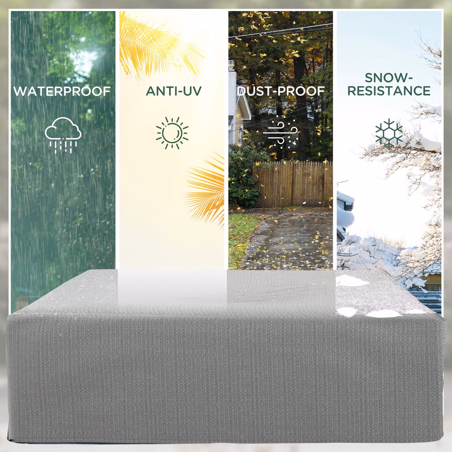 Outsunny Large Waterproof and Anti-UV Patio Furniture Cover, Grey, W/D/H: 235 x 190 x 90 cm – 4