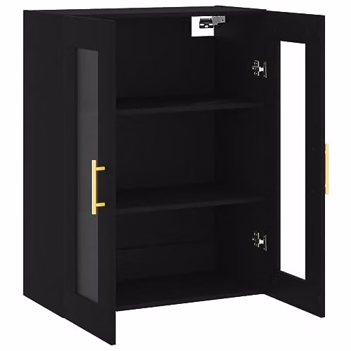 vidaXL Wall Mounted Cabinet with Glass Doors, Black, W/D/H: 69.5 x 34.0 x 90.0 cm – 5