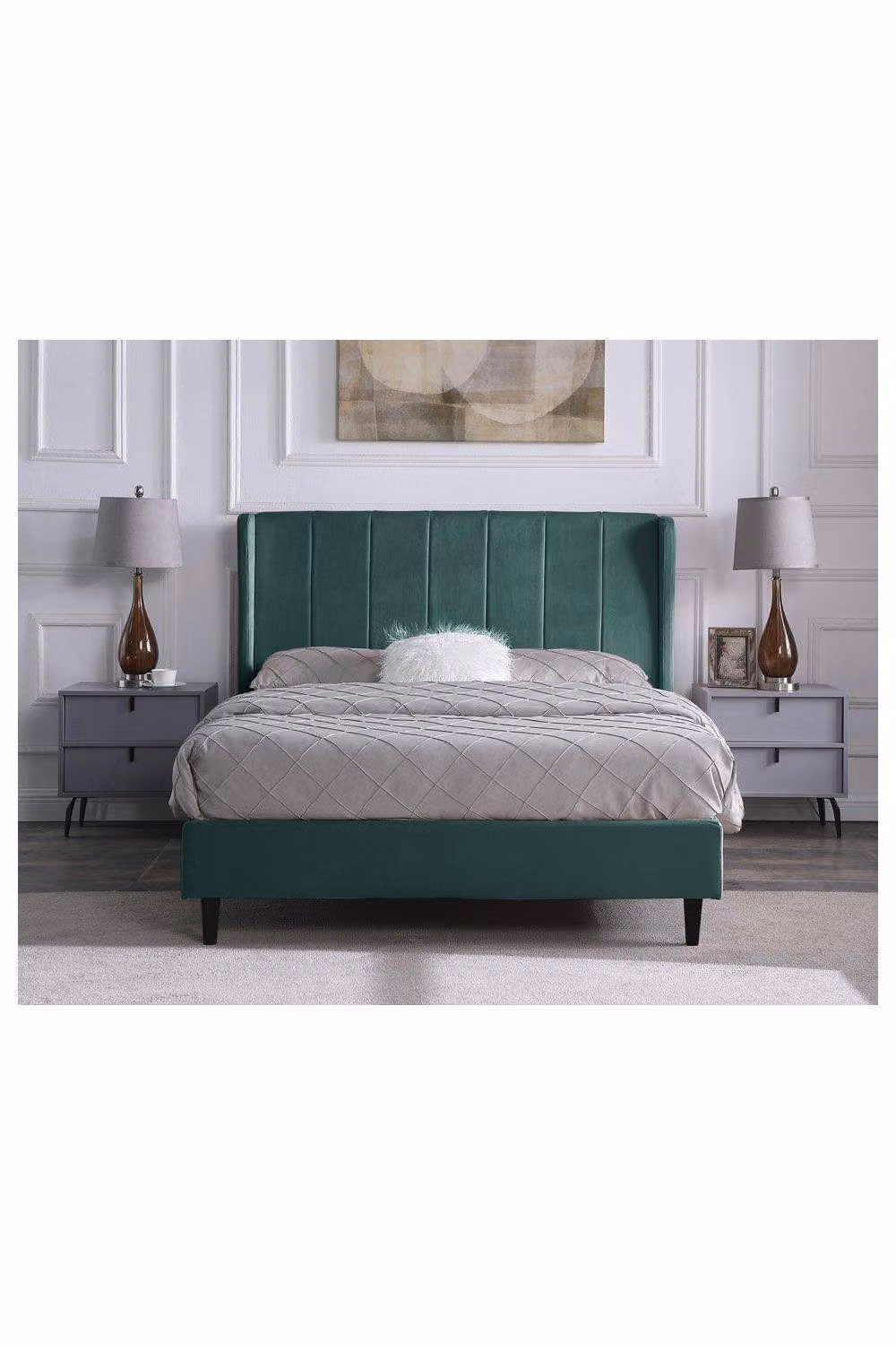 Seconique Amelia 5ft King Size Upholstered Velvet Bed Frame in Green, W: 176 cm, D: 211 cm, H: 115 cm – 5