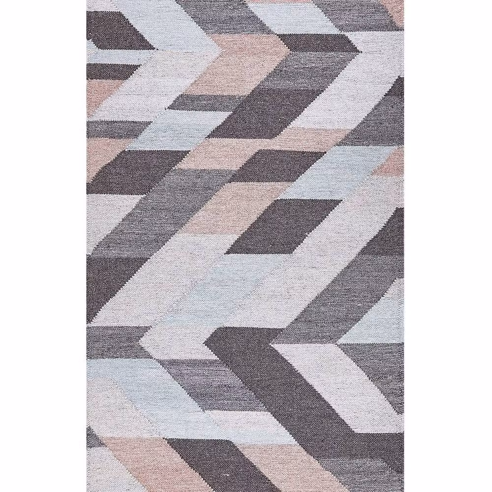 Wyld and Coco Handwoven Multicolour Jute and Cotton Geometric Boho Rug with Fringes, W/L: 80 x 150 cm – 2