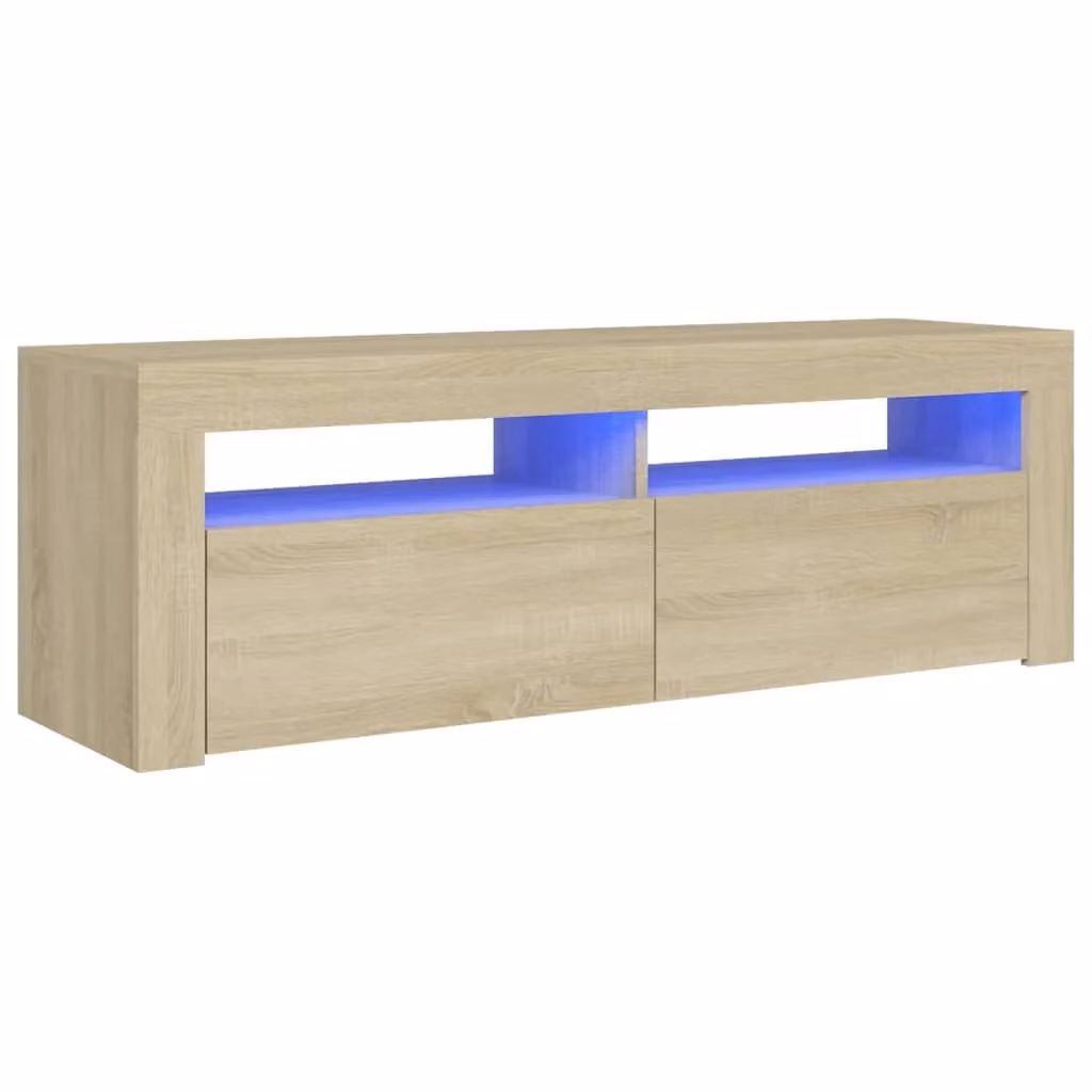 Berkfield Home Modern TV Cabinet with LED Lights in Sonoma Oak Brown, W/D/H: 120 x 35 x 40 cm – 2