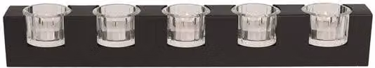 Straits Black Transparent Glass Tealight Holder Set of 5