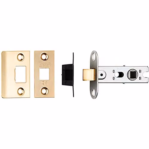Loops 64mm Tubular Mortice Door Latch Bolt Through with Square Forends in Satin Brass