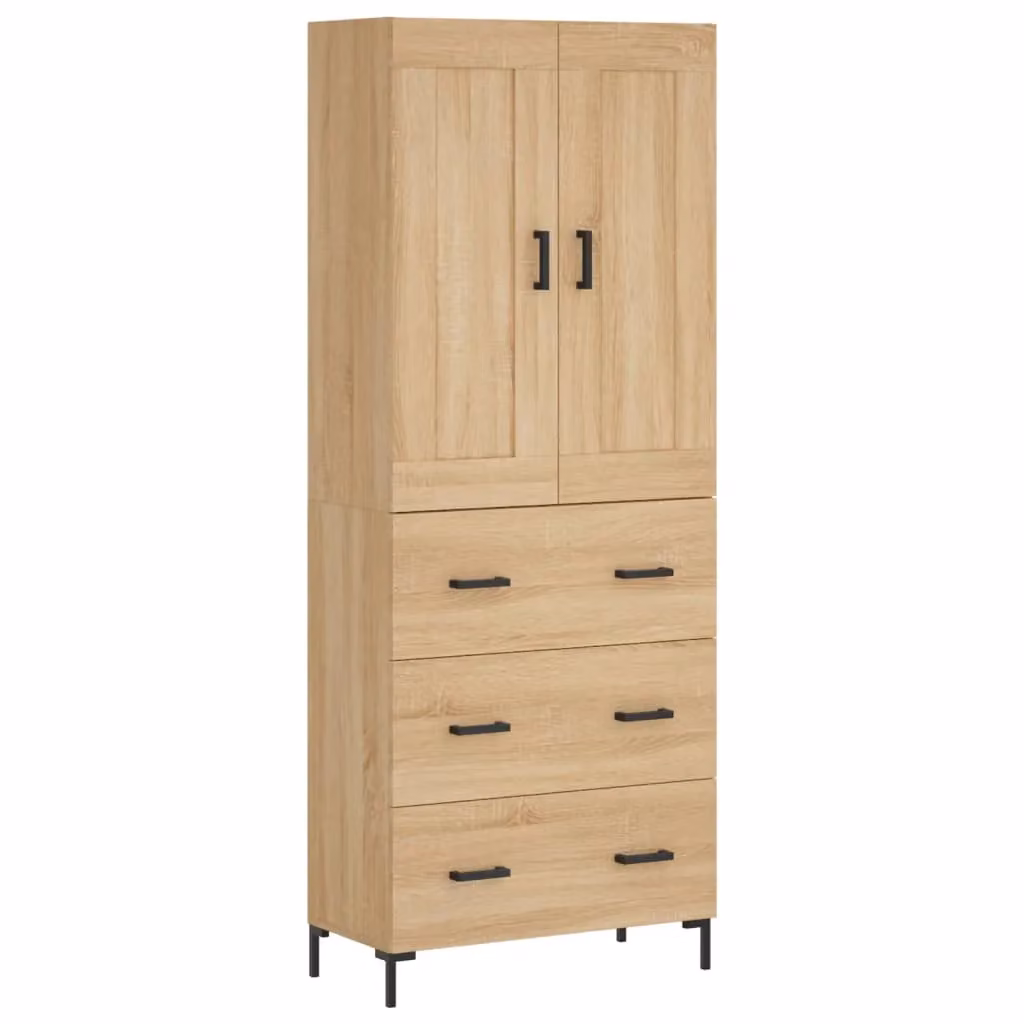 Berkfield Home Sonoma Oak Highboard in Brown, W/D/H: 69.5 x 34 x 180 cm – 2