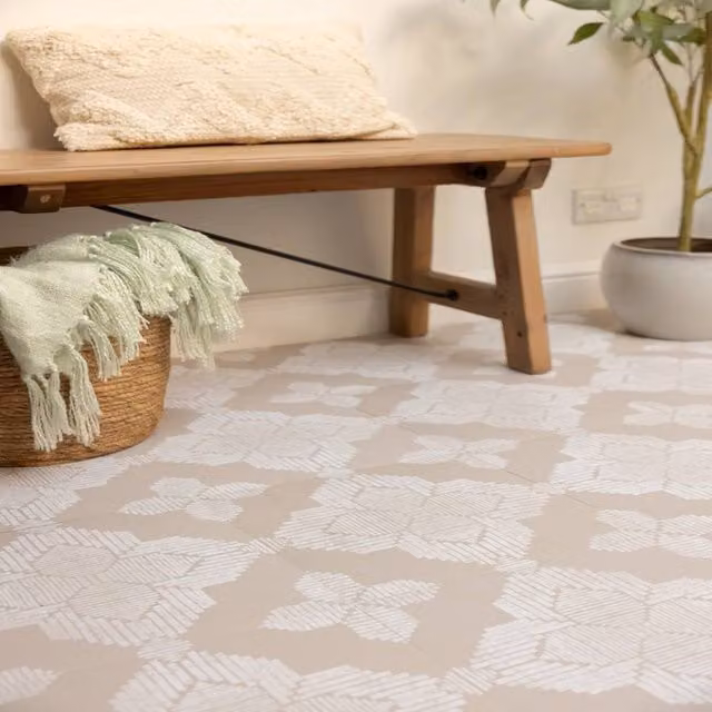FloorPops Sullivan Self Adhesive Vinyl Floor Tiles, Beige, Pack of 10 (0.93sqm), W/D/H: 30.48 x 30.48 x 30.48 cm
