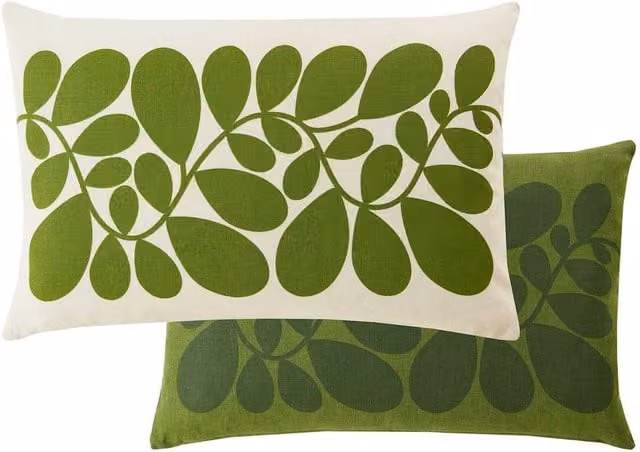 Orla Kiely Green Mix Sycamore Stripe Reversible Rectangular Cotton Cushion