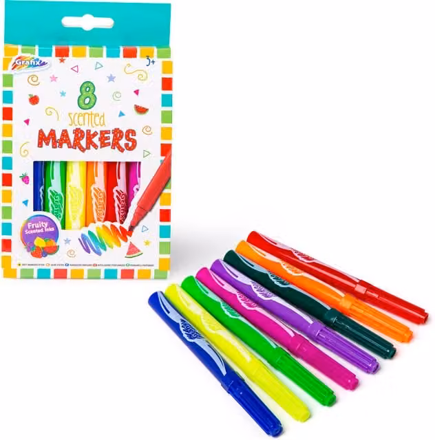 Grafix Scented Bullet Tip Ink Markers, Multicolour, Pack of 8