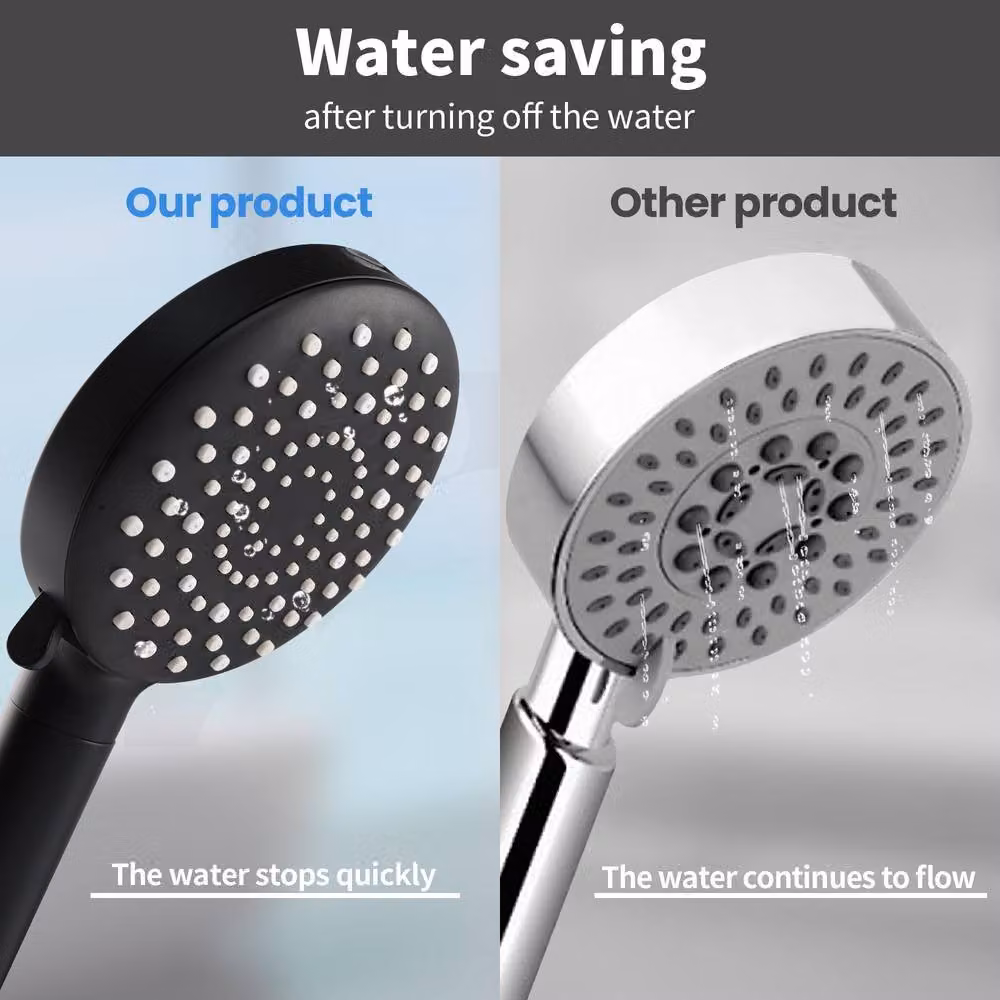 Resmo Round Water Saving Shower Head with 7 Jets and Filter in Matt Black – 4
