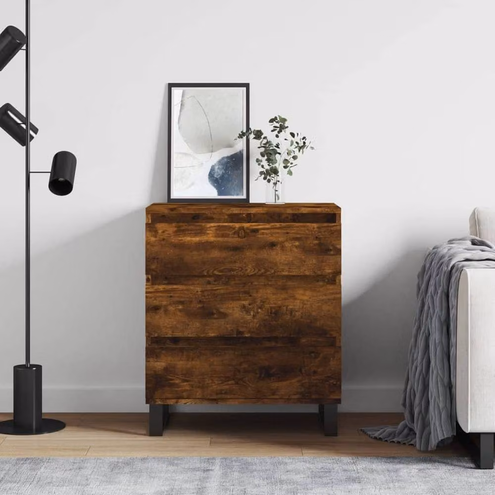 Berkfield Home Industrial Sideboard in Smoked Oak and Brown, W/D/H: 60 x 35 x 70 cm – 2