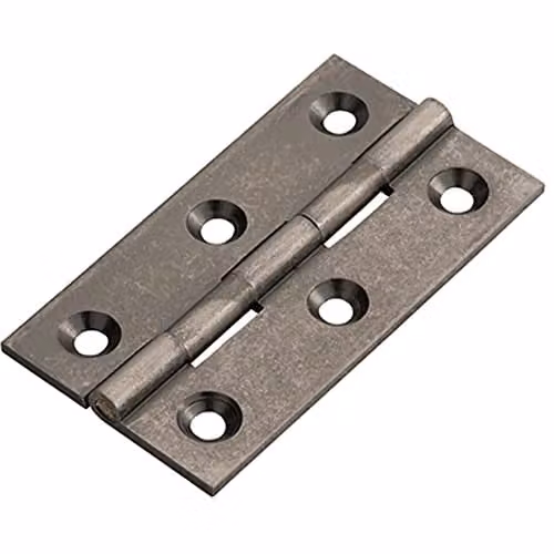 Loops Pair of Pewter Metal Screw-On Cabinet Hinges for Small Cupboard Doors, W/D/H: 64 x 35 x 2 mm