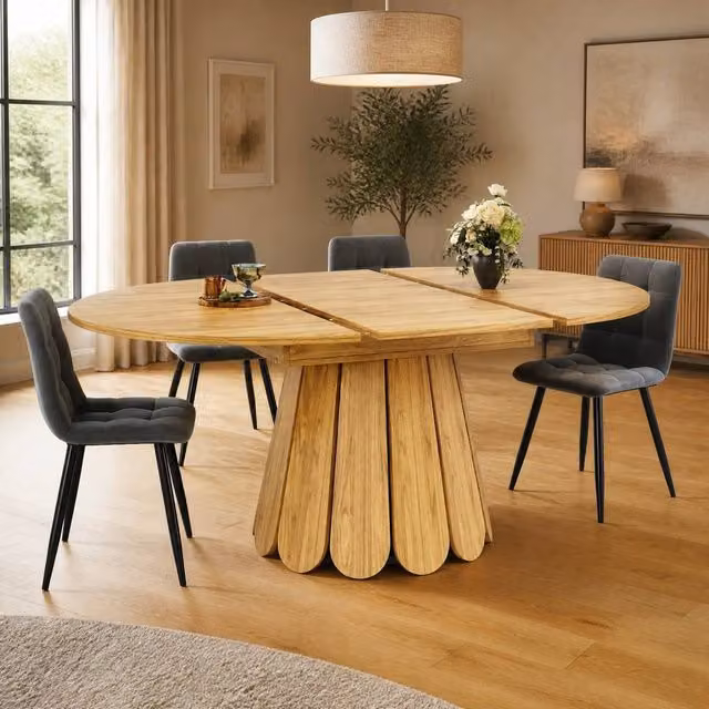 STILVORA Extendable Dining Table with Butterfly Leaf in Brown, W/D/H: 118 x 100 x 75 cm (Extends to 158 cm)