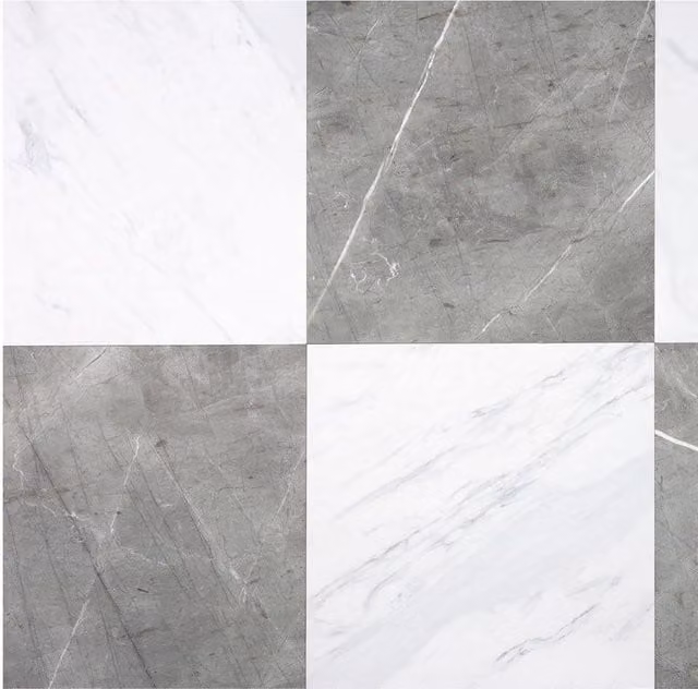 Floor Pops Pack of 10 Classic Self Adhesive Vinyl Floor Tiles in Grey and White