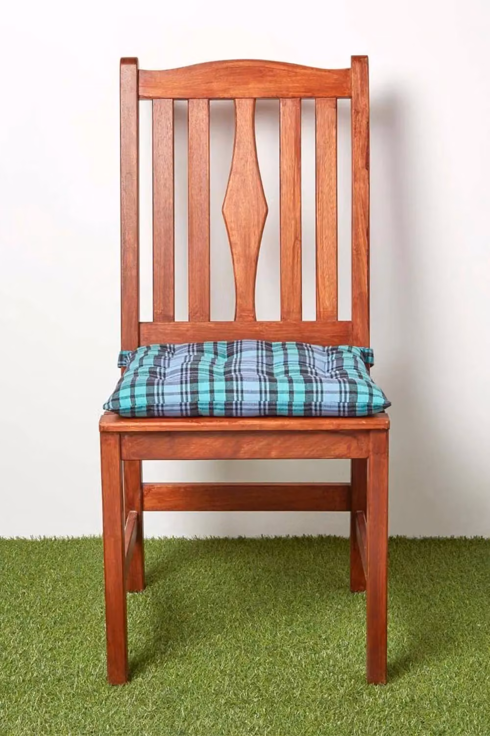 Homescapes Set of 4 Blue and Green Tartan Cotton Seat Pads, W/D/H: 40 x 40 x 6.5 cm – 3