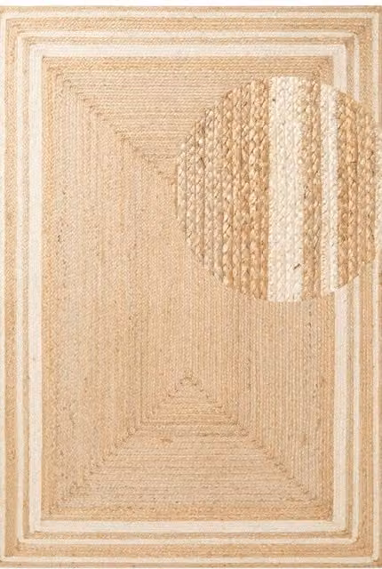 THE RUGS Nuru Braided Jute Reversible Bordered Rug in Beige, W: 70 cm, L: 200 cm