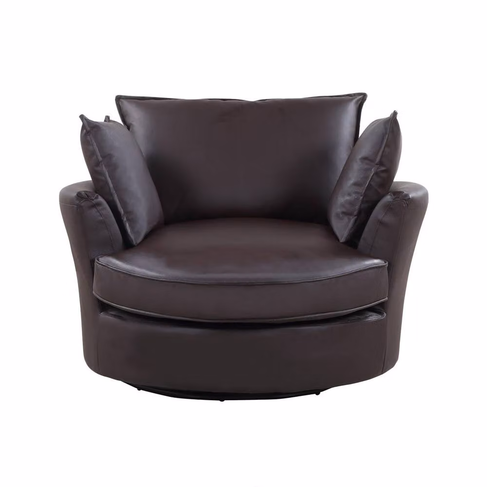 Artemis Home Fairburn Swivel Based Cuddle Chair in Brown Synthetic Leather – 2