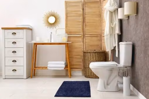 New Edge Blinds Marlow Collection Soft Touch Non-Slip Chenille Bathroom Rug in Blue, W/D: 60 x 45 cm – 3