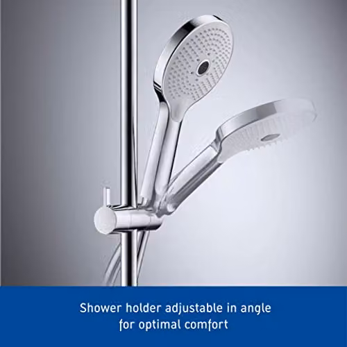 Duravit Universal Shower Rail with Height Adjustable Hand Shower Holder, Chrome, 900 mm – 2