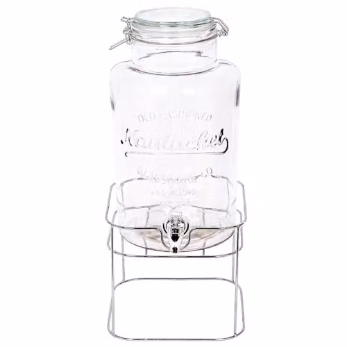 Rink Drink Glass Drinks Dispenser with Tap and Stand, 6.5 l, Silver and Transparent – 1