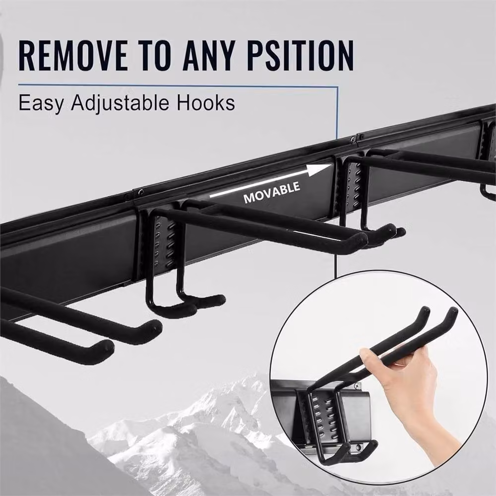 SPETLEK 2-Pack Wall Mounted Steel Tool Holder Storage Rack for Garage and Garden in Black – 3