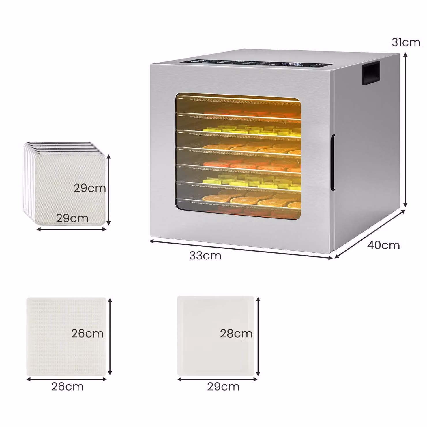 Costway Food Dehydrator Machine with 8 Stainless Steel Trays and Digital Display in Silver – 4