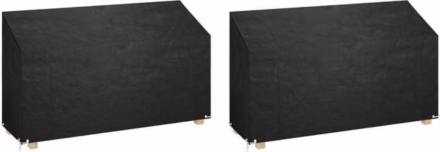 Berkfield Home Water Repellent Polyethylene Garden Bench Covers, 2 Pack, Black, W: 210 cm, D: 70 cm, H: 70-88 cm – 1