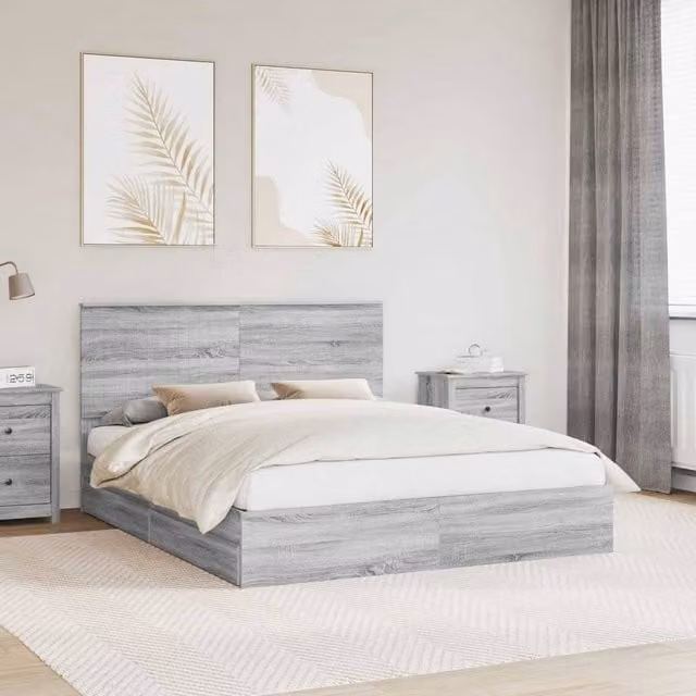 Berkfield Home Grey Sonoma Storage Bed with Drawers, W/D/H: 160 x 200 cm, Engineered Wood