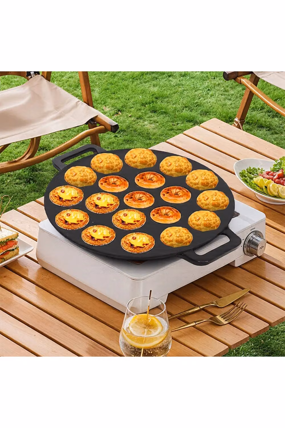 Living and Home Black Cast Iron 19-Hole Aebleskiver and Takoyaki Frying Pan – 5