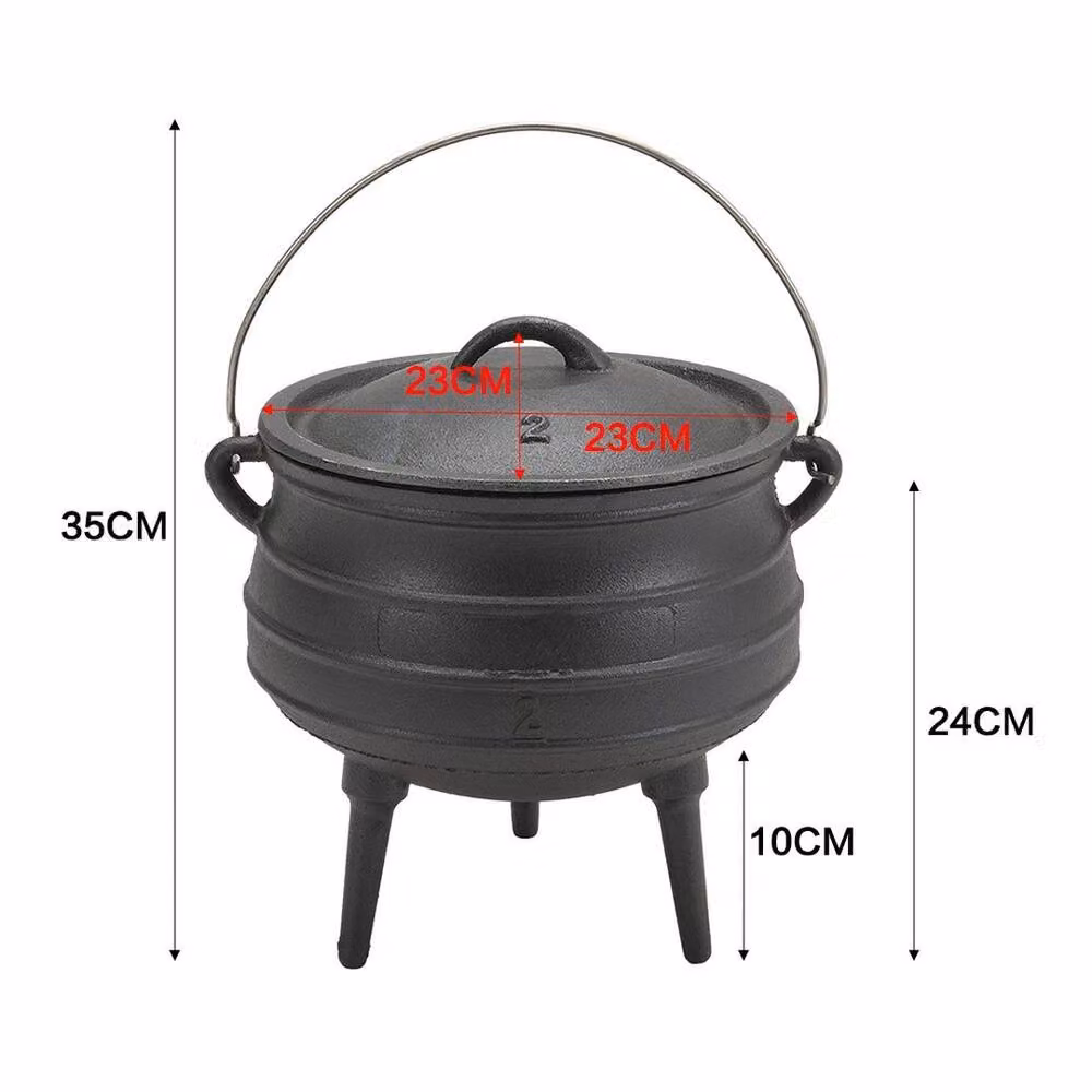 SPETLEK 7L Cast Iron Uncoated Stockpot for Outdoor Camping Cooking, Black, W/D/H: 100 x 60 x 35 cm – 2