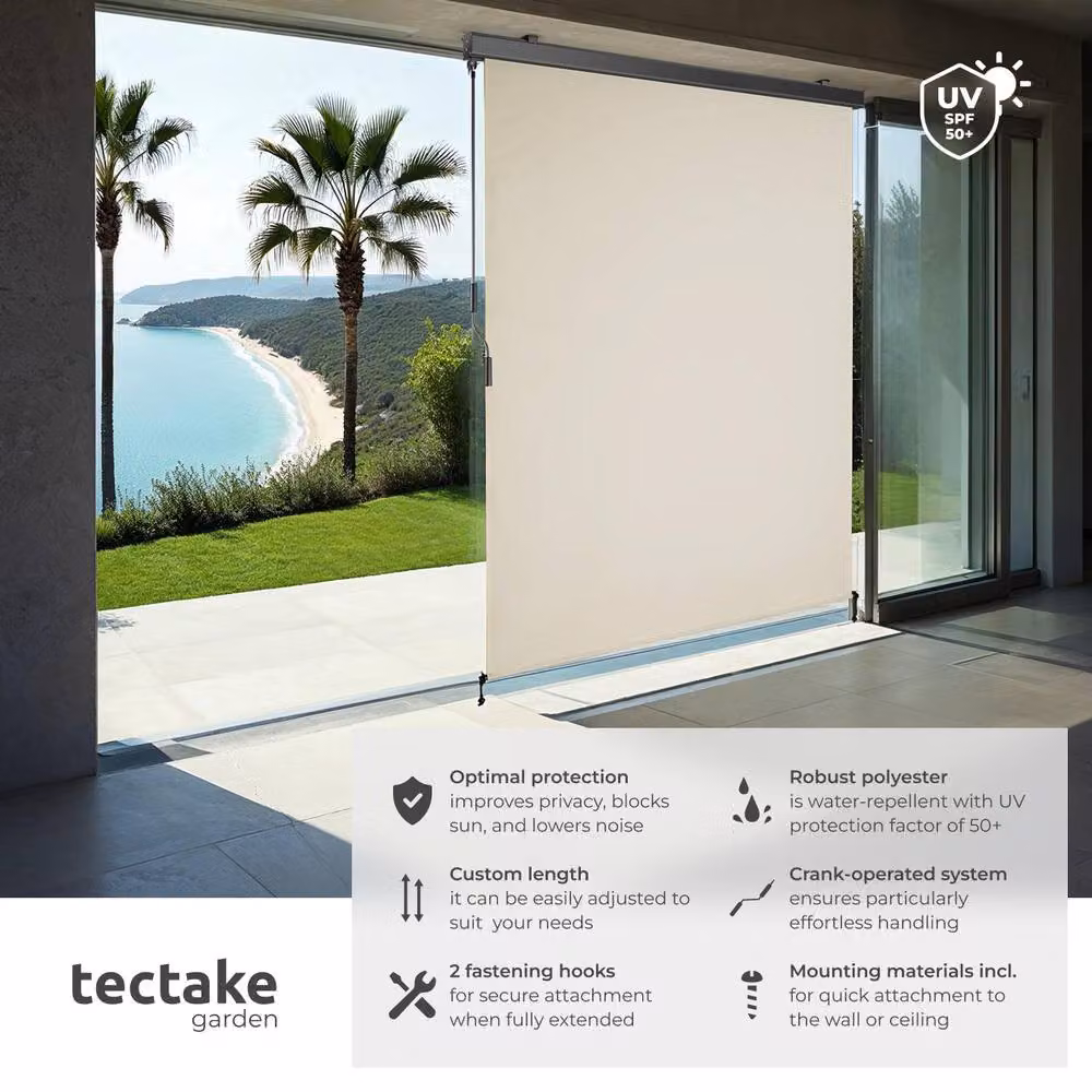 tectake Eloise Vertical Awning in Beige, W/H: 140 x 250 cm – 2