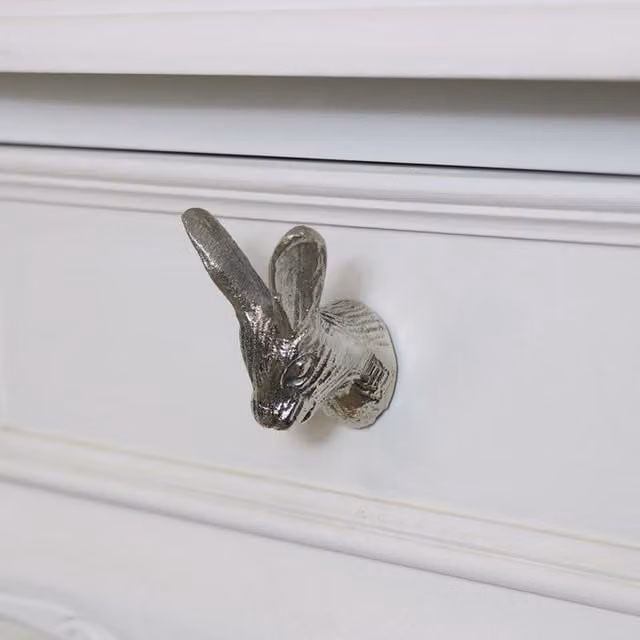 Melody Maison Polished Silver Metal Rabbit Head Drawer Knob