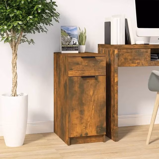 Berkfield Home Smoked Oak Desk Cabinet in Brown, W/D/H: 33.5 x 50 x 75 cm – 1