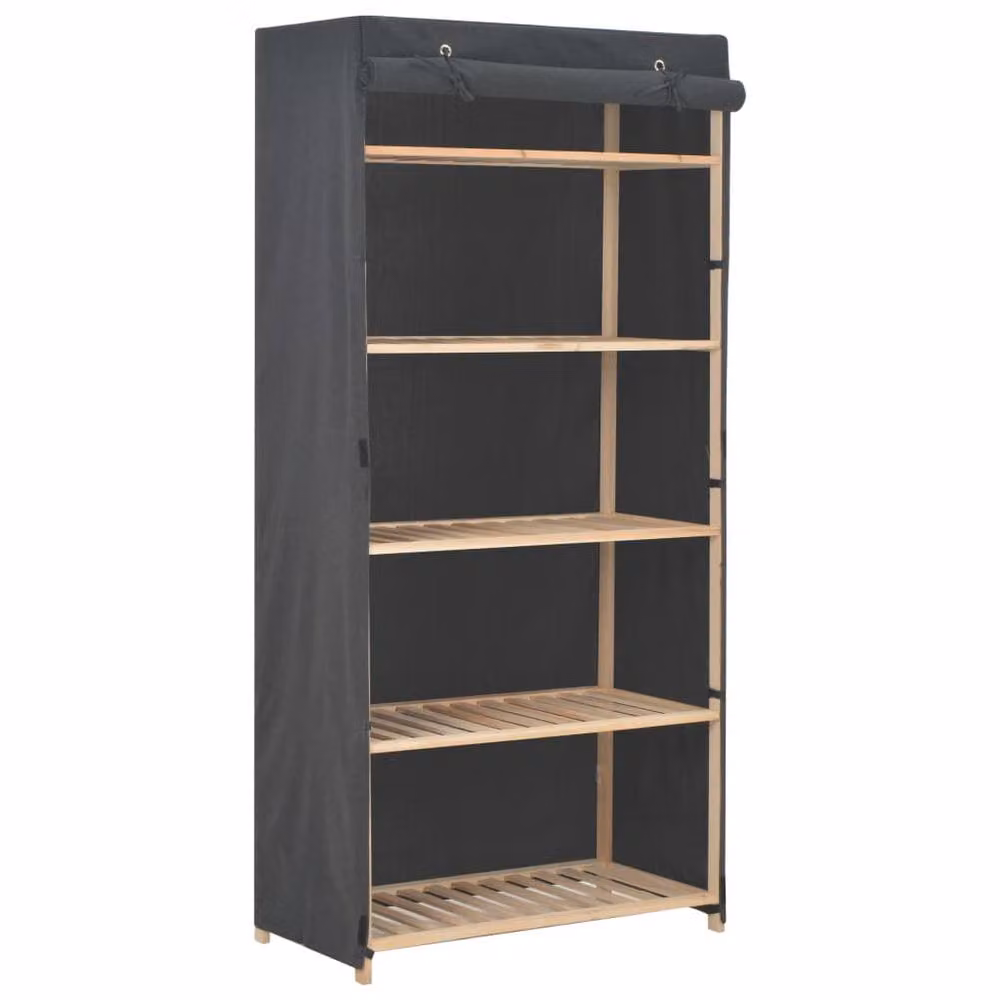 Berkfield Home Grey Fabric Wardrobe W/D/H: 79 x 40 x 170 cm – 2