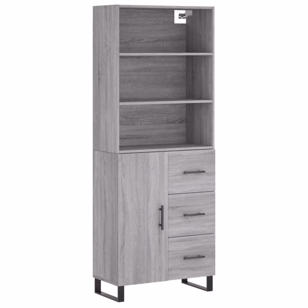 Berkfield Home Grey Sonoma Highboard in Engineered Wood, W/D/H: 69.5 x 34 x 180 cm – 3